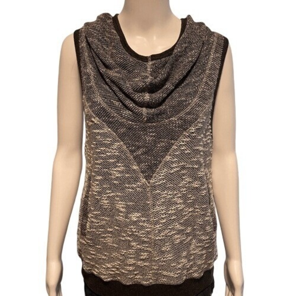 Venus Black‎ White Marled Hooded Sleeveless Top M